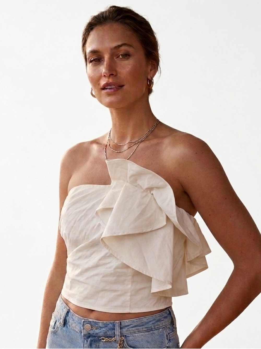 Zara Ruffled Asymmetric Top